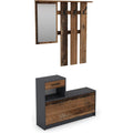 Garderoben-Set Tamina Braun anthrazit 100 x 190 x 25 cm Fronten Old Wood Schraenke Kommode mit Schuhschrank + haengende Garderobe mit Spiegel
