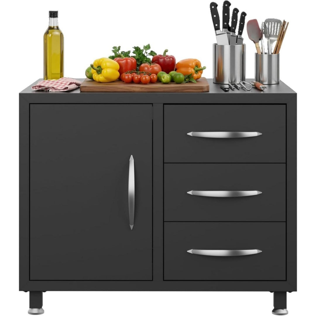 Outdoor Kuechentisch mit Schubladen Schwarz Wetterfest fuer Outdoor Kueche Outdoor Kueche Schrank mit Tuer Wetterfest fuer Plancha Grill