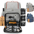 Picknickrucksack fuer 2 Picknickkorb fuer 2 mit isoliertem Kuehler und Flaschentasche Picknicktasche mit Leichter Decke und Besteckset fuer Familie