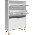 Schuhschrank mit 2 Klappen Weiss 80 x 24 x 120 cm fuer 16 Paar Schuhe mit 1 Schubladen Schuhschrank
