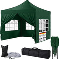 Rynara Pavillon Grun 3x3 m Faltpavillon mit 4 Seitenteilen Gartenpavillon inkl Tragetasche und 3-fach hoehenverstellbar Pop Up Gartenpavillon stabil