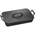 Gusseisen Braeter Rechteckig mit Deckel Rot 42cm XL Schmortopf Induktionsgeeignet Gaensebraeter fuer Braten