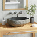 Waschtisch Aufsatzwaschbecken Badunterschrank Waschbecken Waschbecken Unregelmaessige Ellipse Waschbecken Naturstein Flussstein Oval 46-52 cm