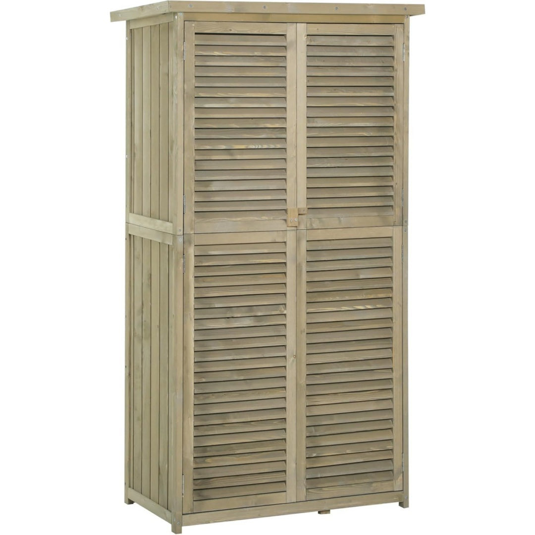 Gartenschrank mit Asphaltdach Lamellentuer Grau holz 87x46,5x160 cm Geraeteschuppen Geraetehaus