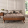 Futonbett Karri aus Massivholz holz 140x190 Kastanien Farben - Robustes Doppelbett mit konischen Beinen moderner Bettrahmen