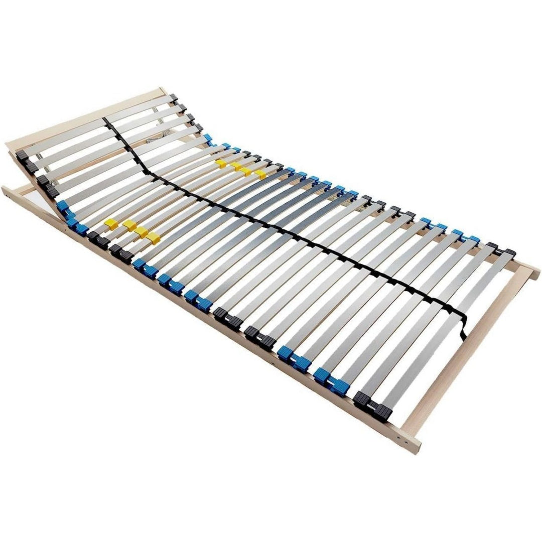 Lattenrost Standard 28 Leisten/Kopfteilverstellung/TUV Zertifiziert/7 Zonen/Selbstmontage/fuer alle Matratzen/Hoehe 10 cm/Lattenroste produziert in