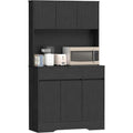 Kuechenschrank mit Arbeitsplatte 6 Tueren Buffetschrank Schwarz 100 x 38 x 180 cm Hochschrank mit Verstellbaren Einlegeboeden Kabelloechern