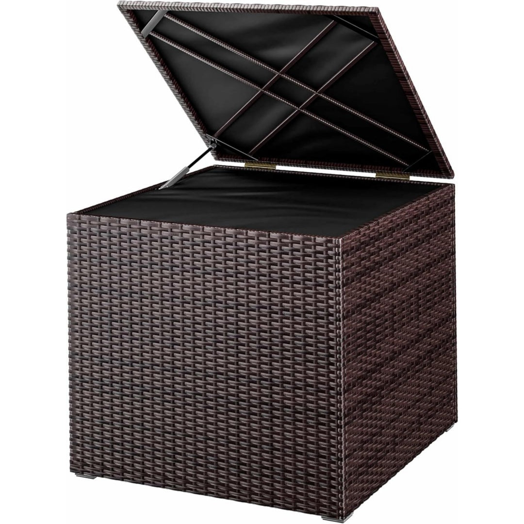 Garten Kissenbox 318 L Aufbewahrungsbox fuer Kissen Sitzauflagen Braun polyrattan 75x75x70cm fuer Balkon Terrasse und Garten