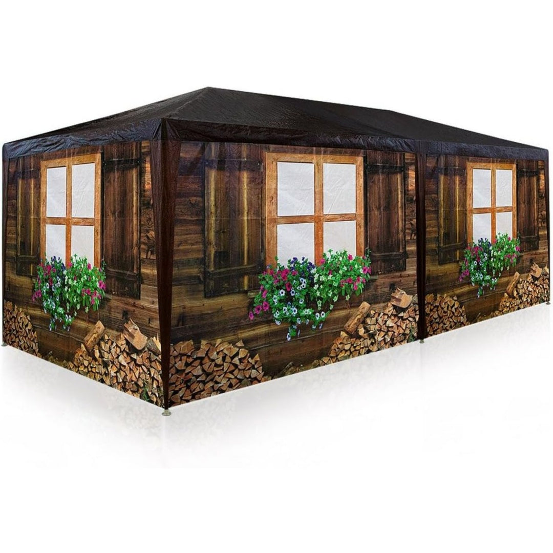Gartenpavillon Almhuettendesign mit Seitenteilen 3x6m abnehmbare Seitenteile Party