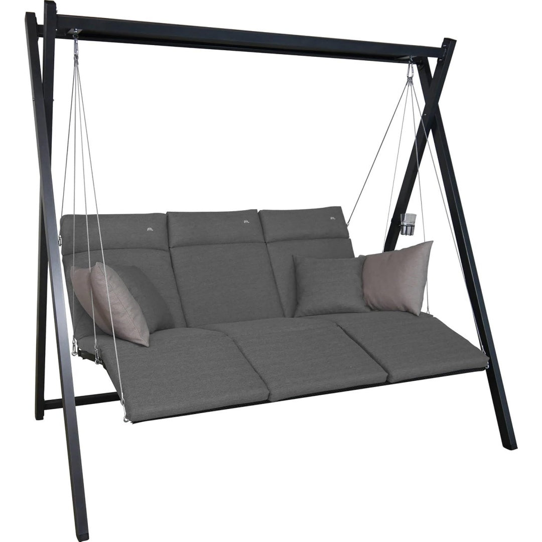 Hollywoodschaukel Relax Smart Gartenschaukel Made in Germany Grau hellgrau Schaukel zum Sitzen Liegen und Entspannen