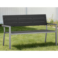 Gartenbank Wetterfeste in Holzoptik Grau hellgrau Metall Sitzbank Outdoor fuer Balkon Garten Parkbank 23 Sitzer
