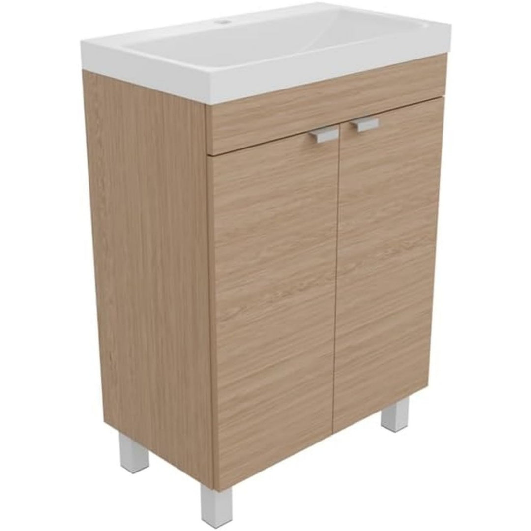 Badezimmerschrank mit Waschbecken (BxHxT) Braun 57x84x34 cm Badezimmerschrank Stehend Waschtisch mit Unterschrank