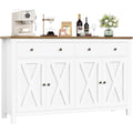 Sideboard 140cm Breit fuer Kueche Weiss 140x89x40cm Kuechenschrank mit Arbeitsplatte Buffetschrank mit 2 Schubladen 4 Tueren Kuechenbuffet mit
