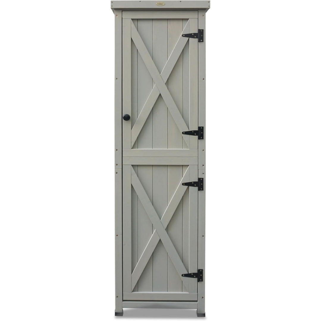 Gartenschrank Grau 45 x 45 x 178 cm wetterfest in lasiert aus zertifiziertem Massivholz