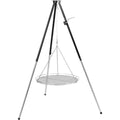 Dreibein Schwenkgrill Grillgestell mit Kurbel inklusive Grillrost 70 cm verchromt mit Tragetasche hoehenverstellbar fuer Feuerstelle Garten und