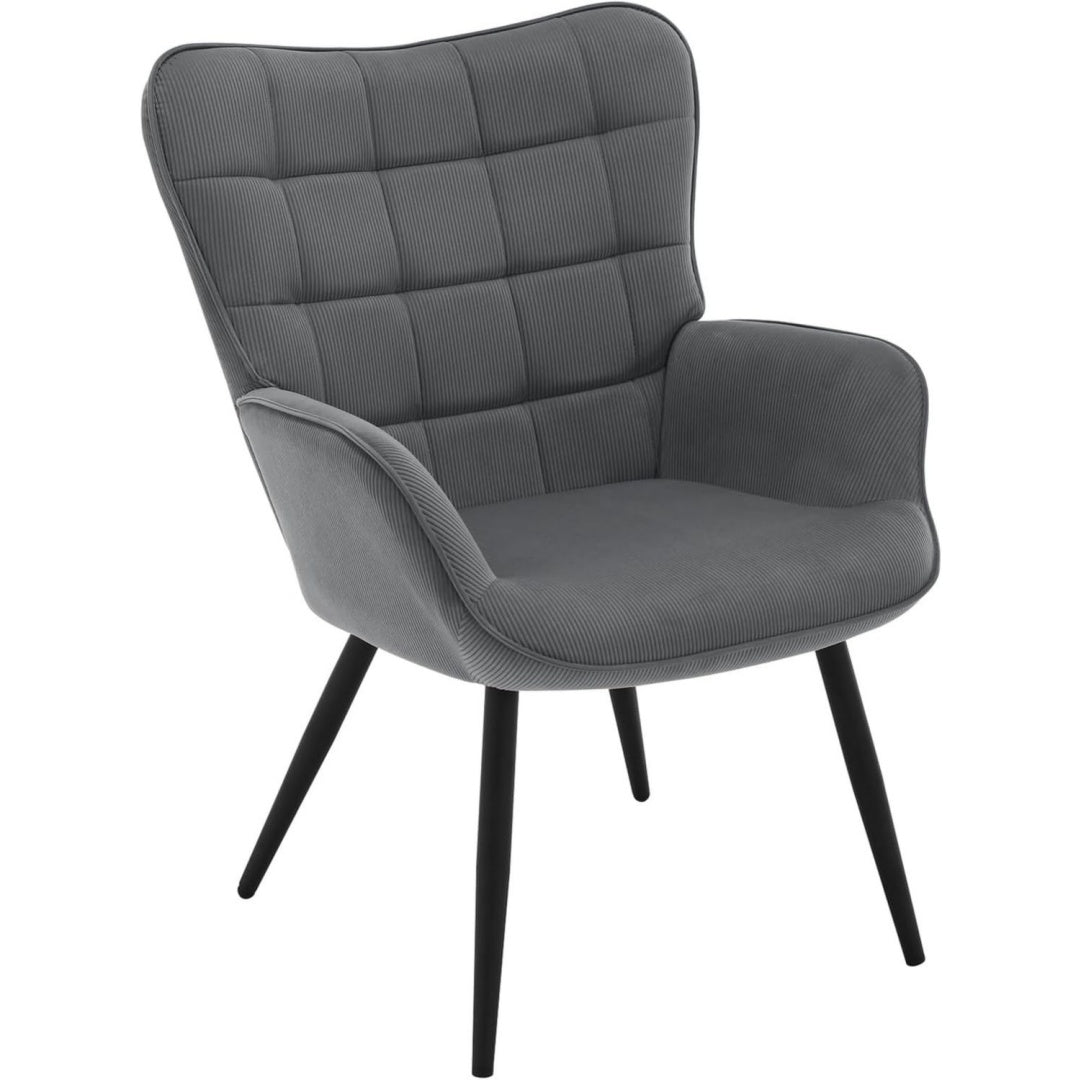 Ohrensessel modern Grau dunkelgrau 63,5 x 87 x 68 cm Sessel Wohnzimmer mit Metallbeinen