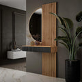 Flurgarderobe Set Konsolentisch 100 cm Spiegel mit Beleuchtung halbrund Schwarz gold 50 x 100 cm 2x Akustikpaneele Flur Moebel modern