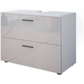 Waschbeckenunterschrank Weiss hochglanz 80 x 58.6 cm geeignet zur Installation ueber dem Siphon mit Belueftungsoeffnungen