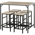 Bar Tisch und 4 Hocker Set 5 Stueck mit Fussstuetzen Hohe Moebel Set mit Tisch und Hocker fuer Esszimmer Kueche Schwarz eiche 100x60x88 cm