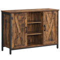 Sideboard Schwarz holz 100 x 35 x 70 cm Kommode aus und Stahl Kleiner Aufbewahrungsschrank mit Tueren