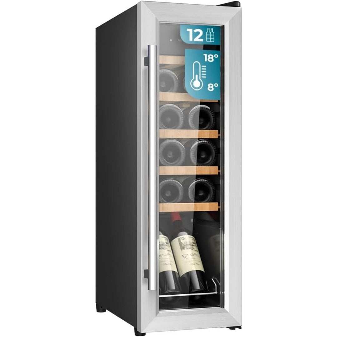 Weinkuehlschrank 1250 CoolWood Compressor. 12 Flaschen Kapazitaet Touch-Display 8 bis 18 Grad Celsius