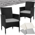 2er Set Gartenstuhl aus Schwarz beige Gartenmoebel Set mit 2 Sessel Outdoor Rattansessel inklusive Sitzpolster und 2 Bezugssets