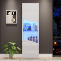 LED Glasvitrine 165 cm Weiss hochglanz Vitrinenschrank Standvitrine mit 4 Ebenen gehaertetem Glas schmaler Wohnzimmerschrank mit LED Beleuchtung fuer