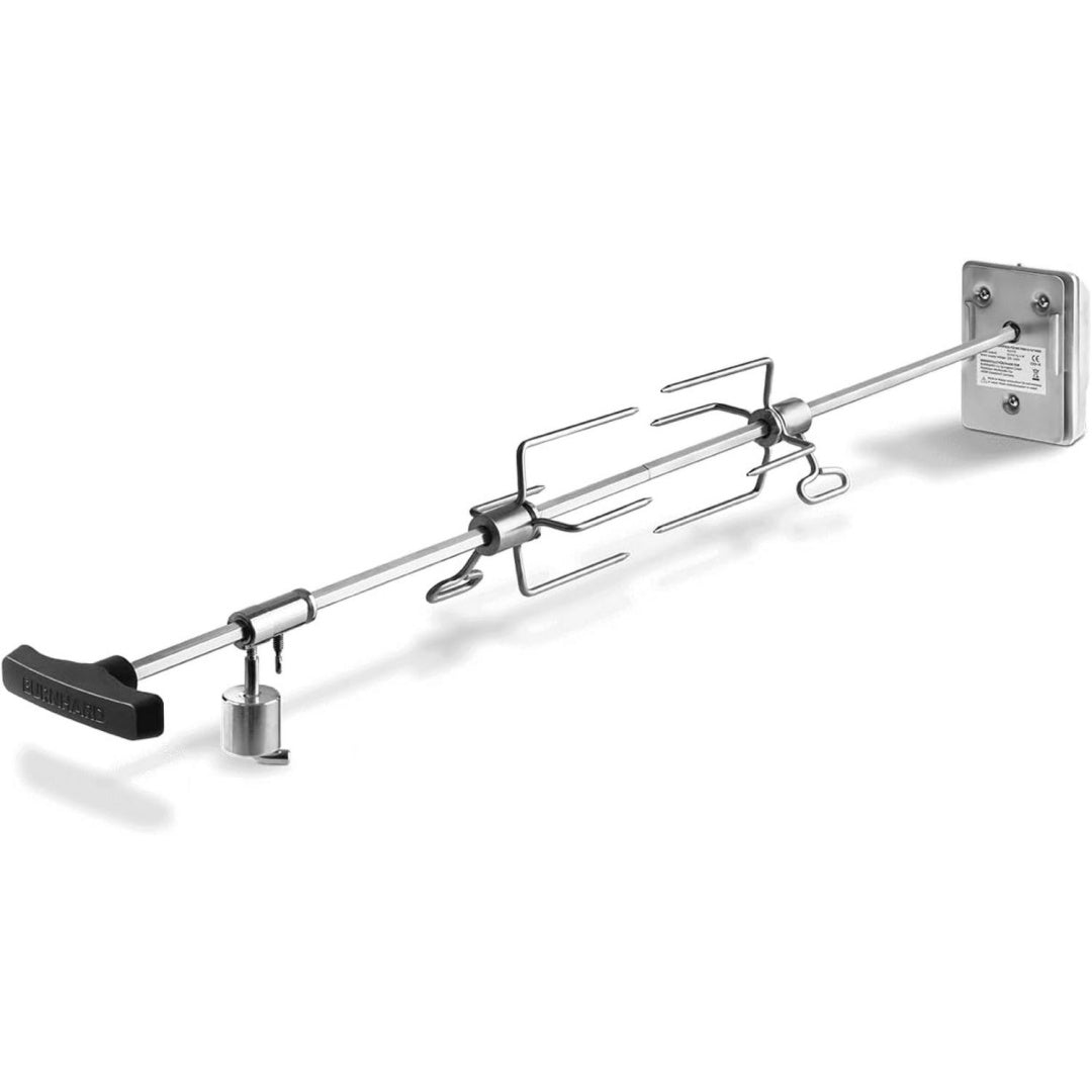 Universal Drehspiess mit Motor Rot Elektrischer Grillspiess inkl. Fleischgabeln Rotisserie fuer Gasgrill Fred 4- 6-Brenner