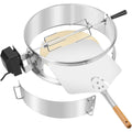 PizzaRing Kit mit Drehspiess Rot edelstahl Komplettpaket Pizzaofen Umbausatz (incl. Pizzastein Pizza Schaufel) und Rotisserie Grillspiess fuer 47 cm