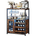 Weinschrank Weinregal Industrial mit Led Licht Barschrank mit Verstellbarem Weinregal und Glashalter Getraenkeaufbewahrung Weinbarschrank fuer Kueche