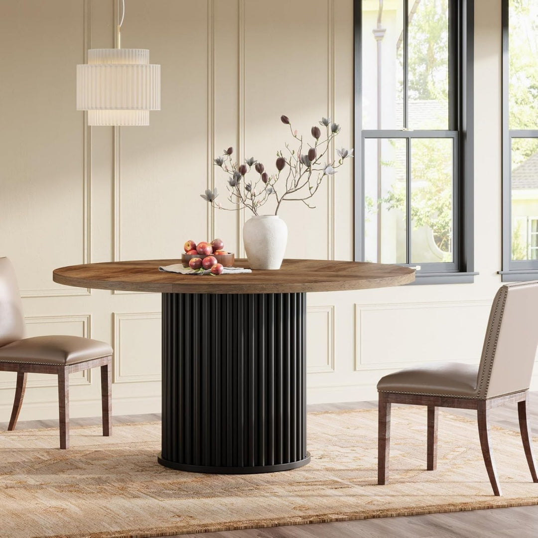 Esstisch Rund Schwarz 120cm Esstisch fuer 4 Personen Esszimmertisch Mit Stabilem Metallgestell